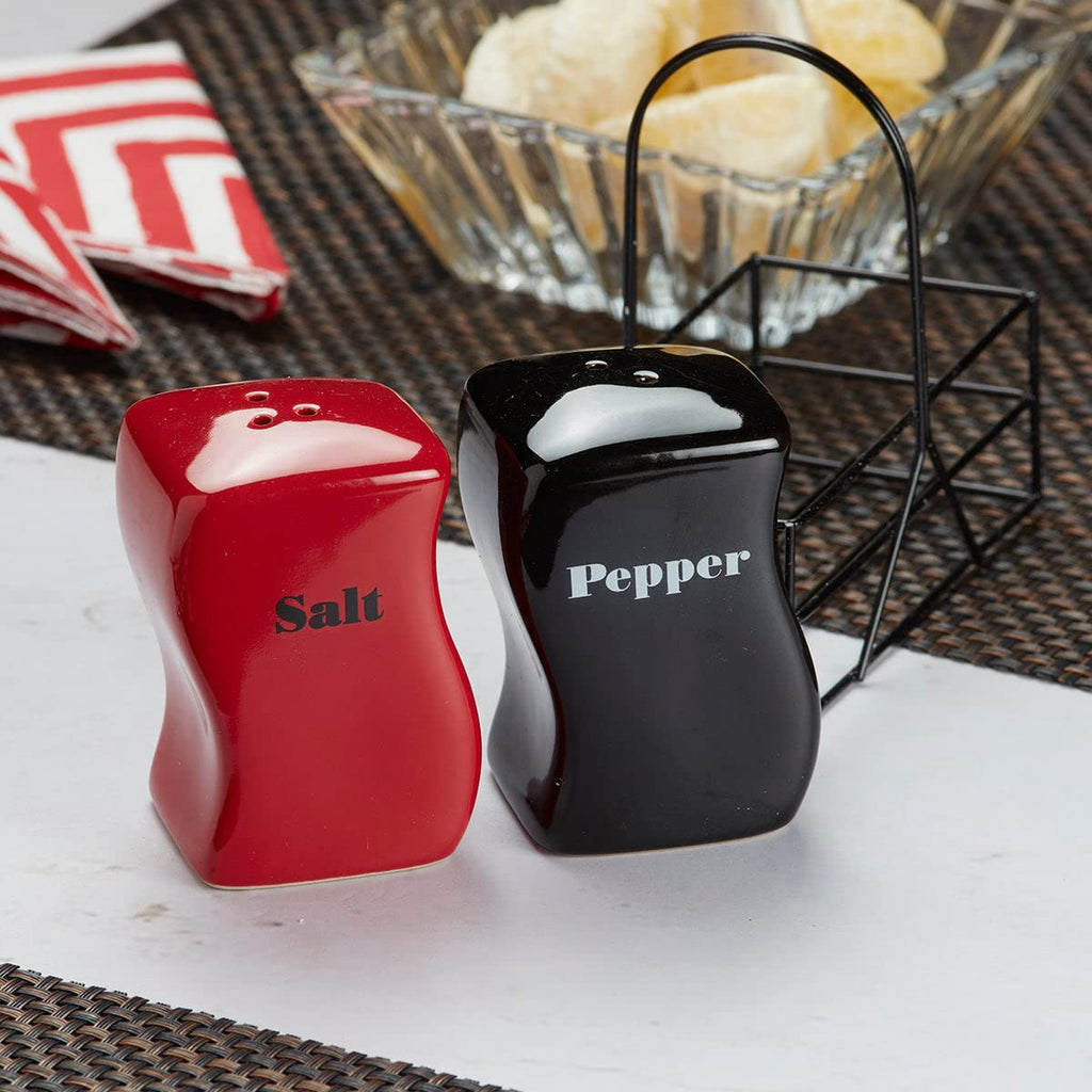 Ceramic Salt and Pepper Shakers Set with Tray