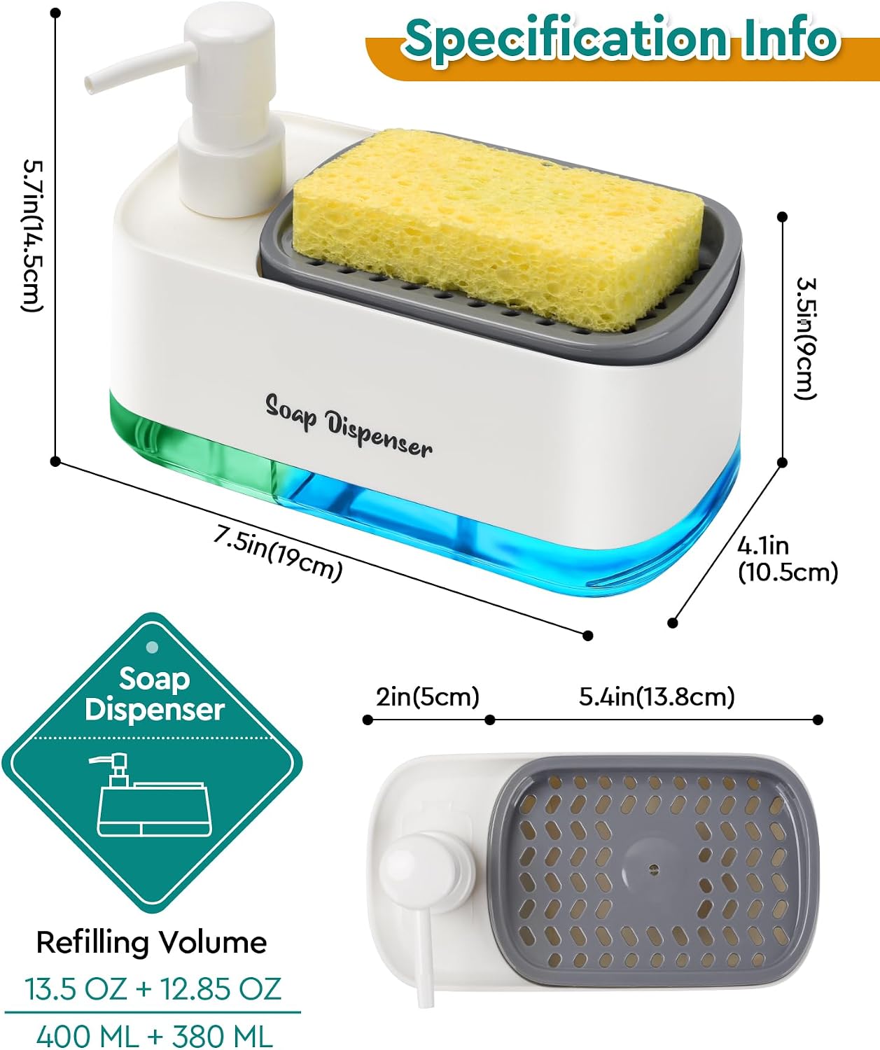 Kitchen Dish Soap Dispenser Set