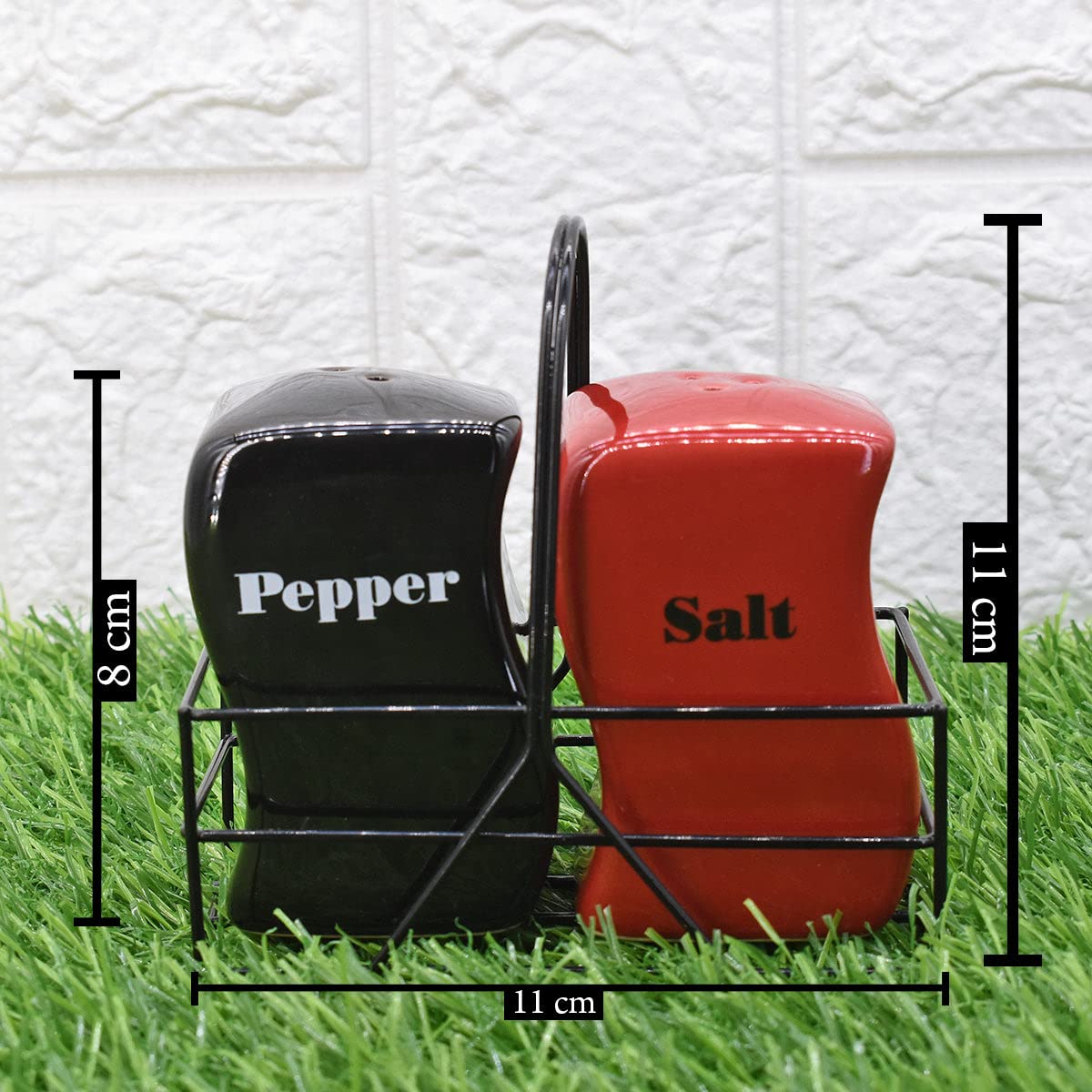 Ceramic Salt and Pepper Shakers Set with Tray