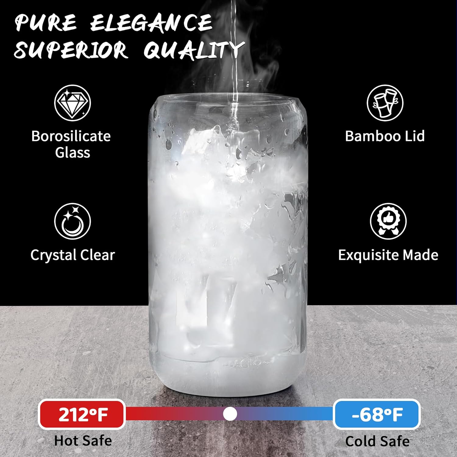 Glass Cups with Bamboo Lids and Straws