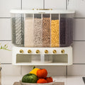 6 Grids Beans Cereal Storage Lid Grain Wall Mounted Rice Dispenser Box Organizer